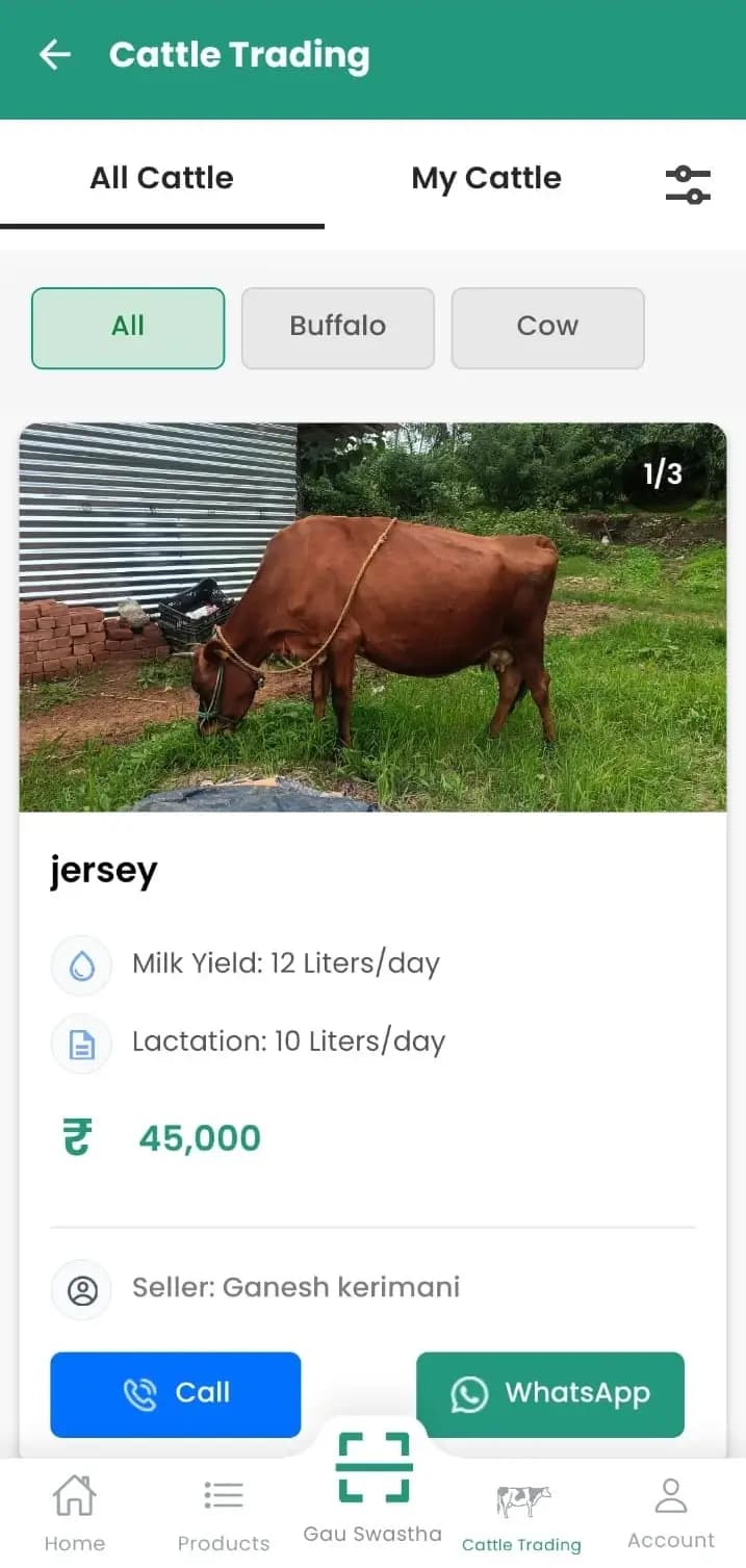 Sell your cow through mobile trusted online cattle market for all farmers.