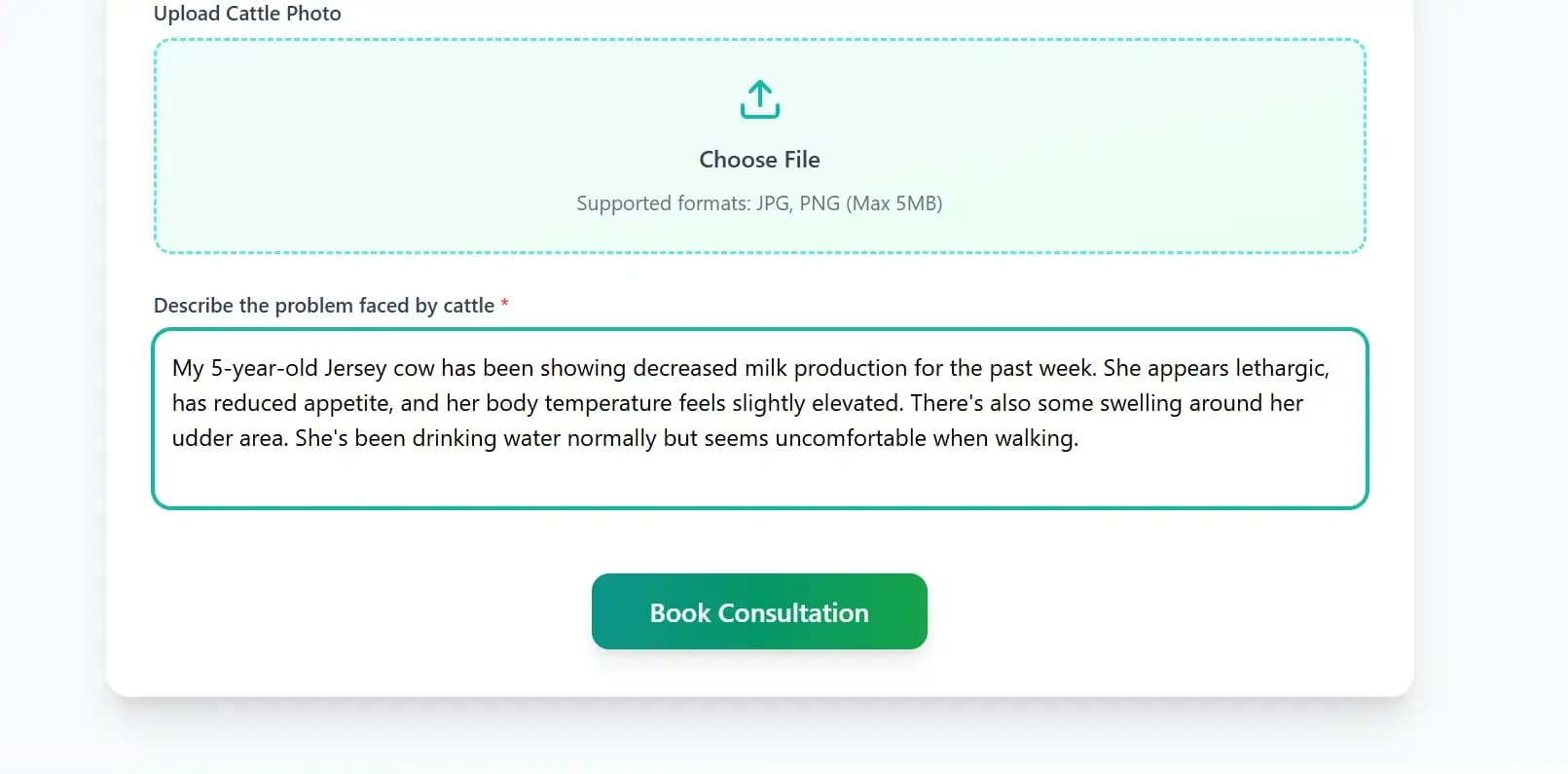 ನಿಮ್ಮ ಜಾನುವಾರು ಸಮಸ್ಯೆ ವಿವರಿಸಿ - ನಿಖರ ರೋಗನಿರ್ಣಯಕ್ಕೆ ರೋಗಲಕ್ಷಣಗಳು ಮತ್ತು ಫೋಟೋ ಒದಗಿಸಿ